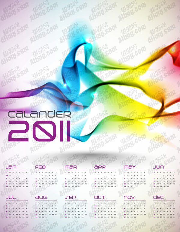 2011年时尚炫彩年历矢量素材02