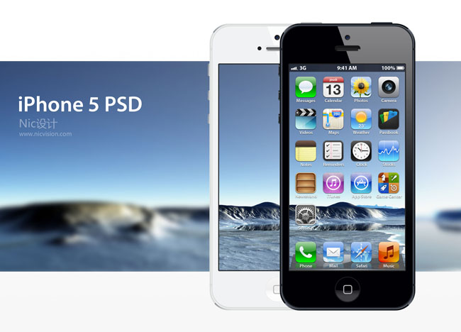 苹果5代手机海报广告psd素材
