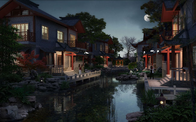 古典建筑夜景房屋psd素材 - 爱图网设计图片素材下载