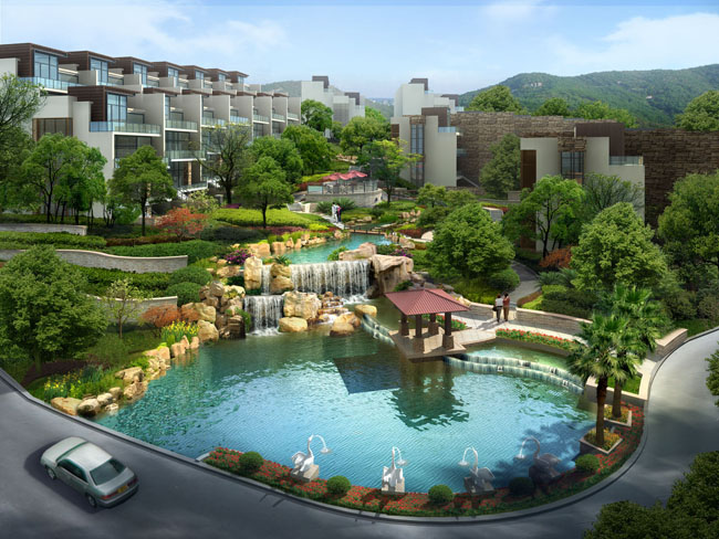 建筑水池环境景观设计psd素材